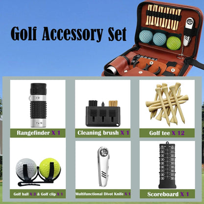 SirChic Golf Accessories Kit for Men, Useful Bag Gifts Set Brown