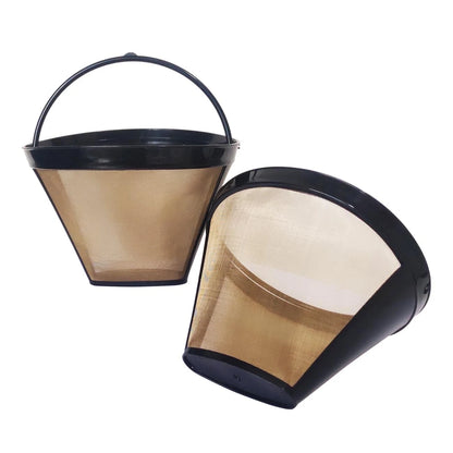Ainreond 2Pcs Reusable Coffee Filter Basket, No.4 Cone one size, Black