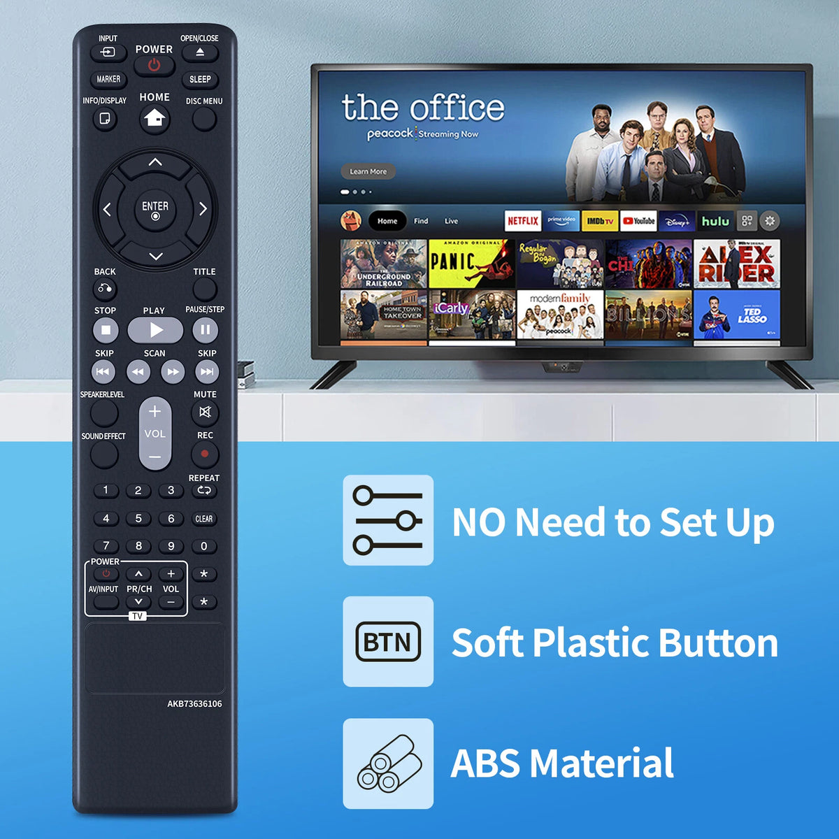 AKB73636106 Remote Control For LG DVD Home Theater DH4130S S43S3-S/W S43S3-S