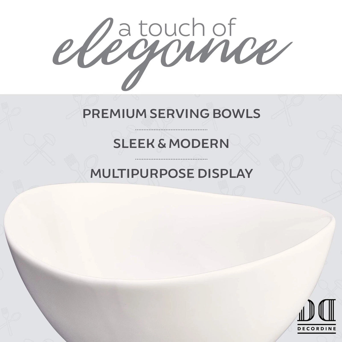 3 Piece Serving Bowl Set – Elegant White 8.4 inches x 7.8 inches,