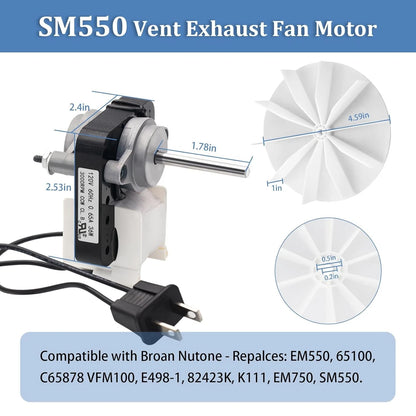 Universal Bathroom Vent Exhaust Fan Motor Replacement Electric Motors Kit...