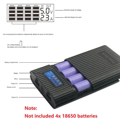 Black DIY Power Bank Case Battery Charger Storage Box Digital Display D