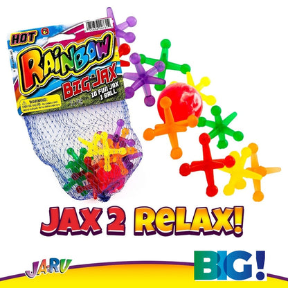 JA-RU Rainbow Jax Toy Set (2 Pack) Big Plastic Jacks Game 2 Packs, Colorful