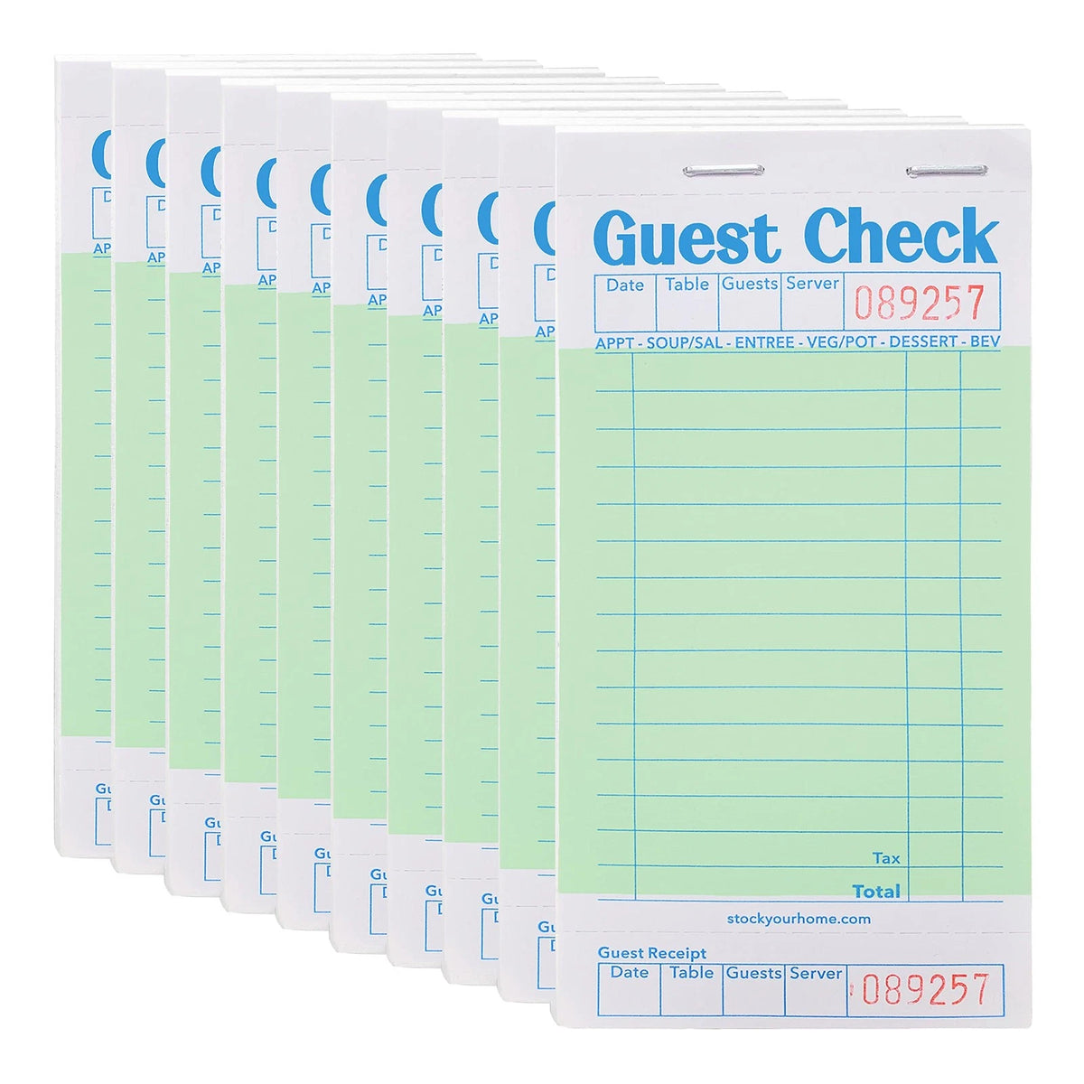 Stock Your Home Green Guest Check Books for Servers (10 Pack) 10 Pack,