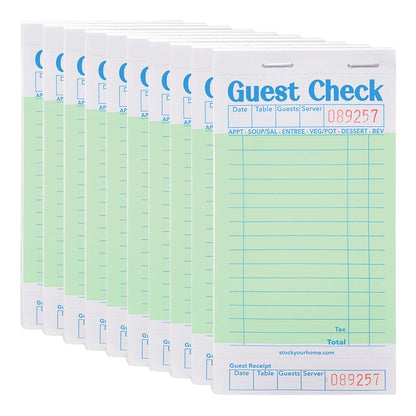Stock Your Home Green Guest Check Books for Servers (10 Pack) 10 Pack,