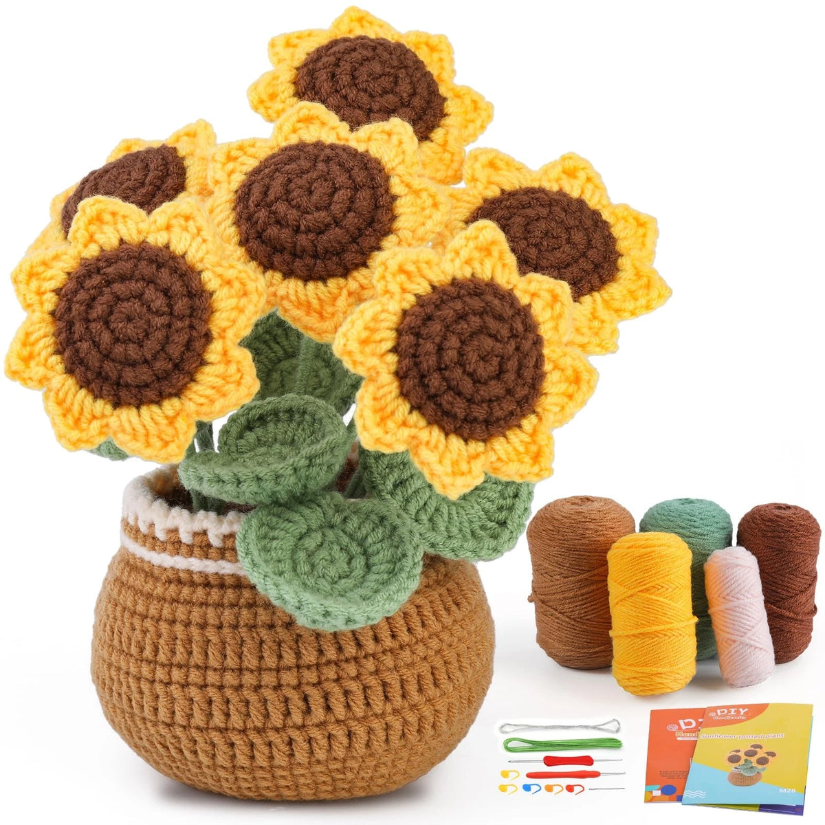 kgxulr Crochet Kit, Sunflower Kit for Beginners, Small, A-Sunflower
