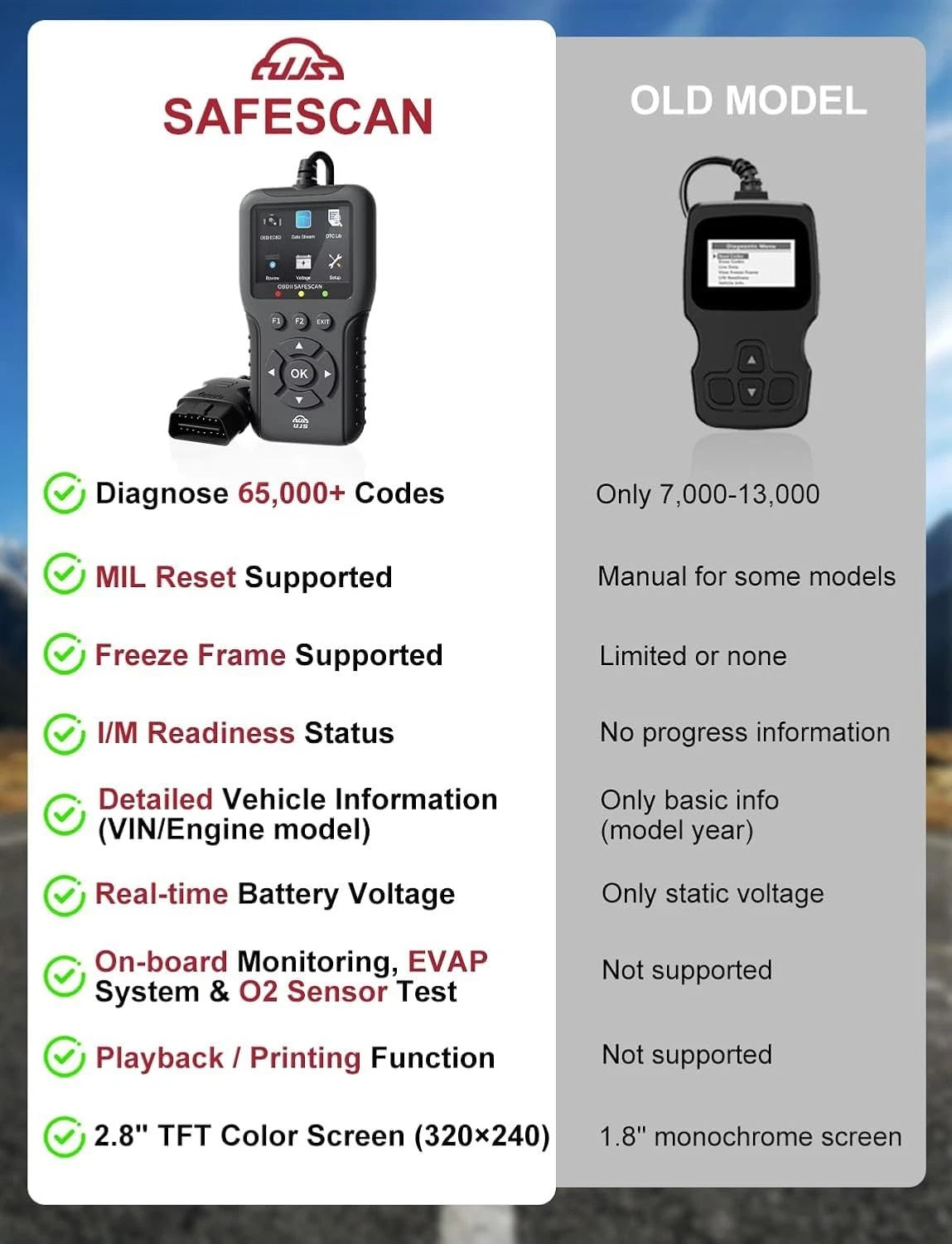 UJS 2026 Enhanced Universal OBD2 Scanner, Check Engine Code Reader - Black