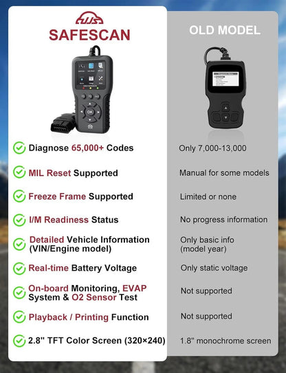 UJS 2026 Enhanced Universal OBD2 Scanner, Check Engine Code Reader - Black