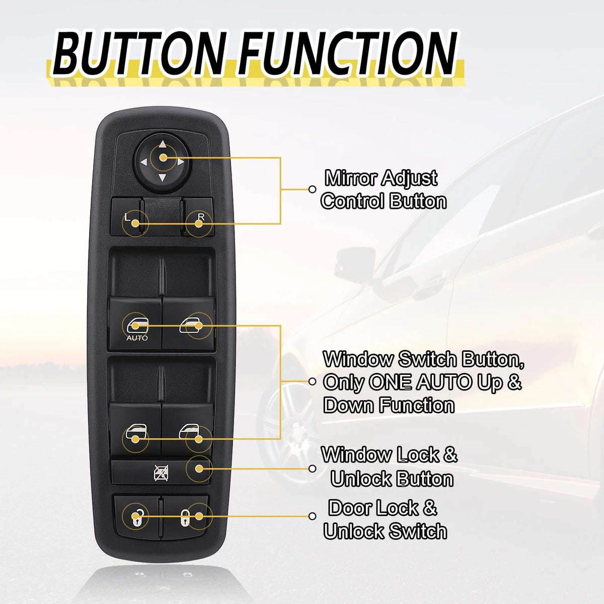 Vurkcy Power Window Switch Master Door Lock Control Fit for 2009-2010 Dodge...