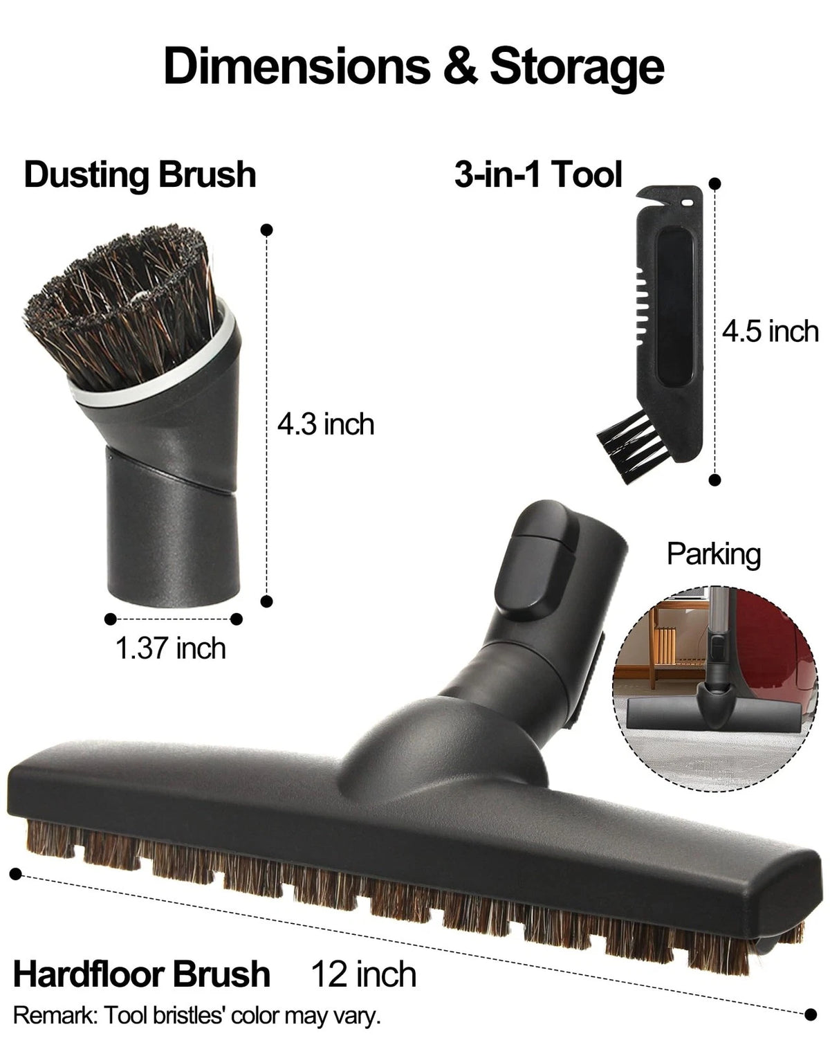 SheildON Horse Hair Floorhead for Miele Vacuum Cleaners, 12" Wide Black