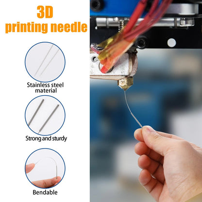 60 Pieces 3D Printer Nozzle Cleaning Kit,Stainless Steel Silver