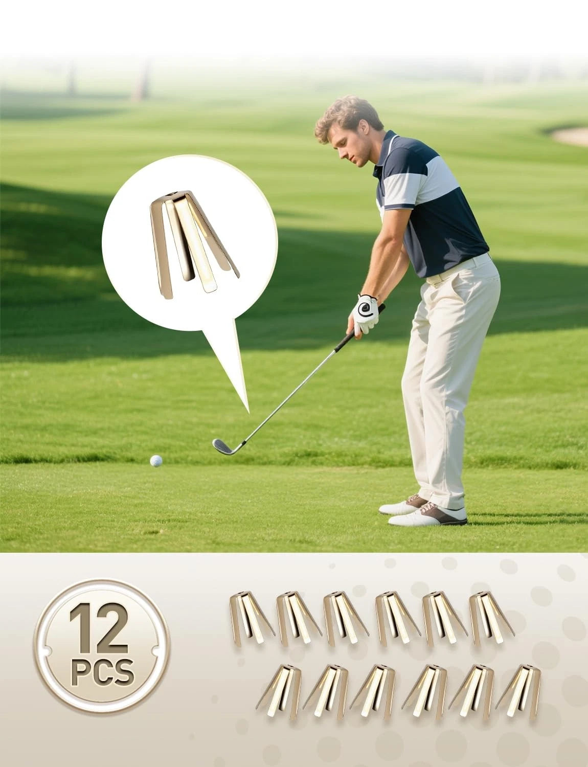 Hateenru 12PCS 6 Legs Universal Golf Shaft Adapter Shims, Brass Small, Gold