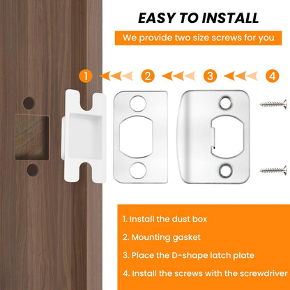 2 Sets Door Latch Strike Plates Restorer, Opening Medium, Silver