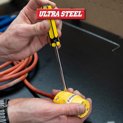 ULTRA STEEL 6-Piece Screwdriver Set with Wall Rack, Tiger Stripe Multi-color