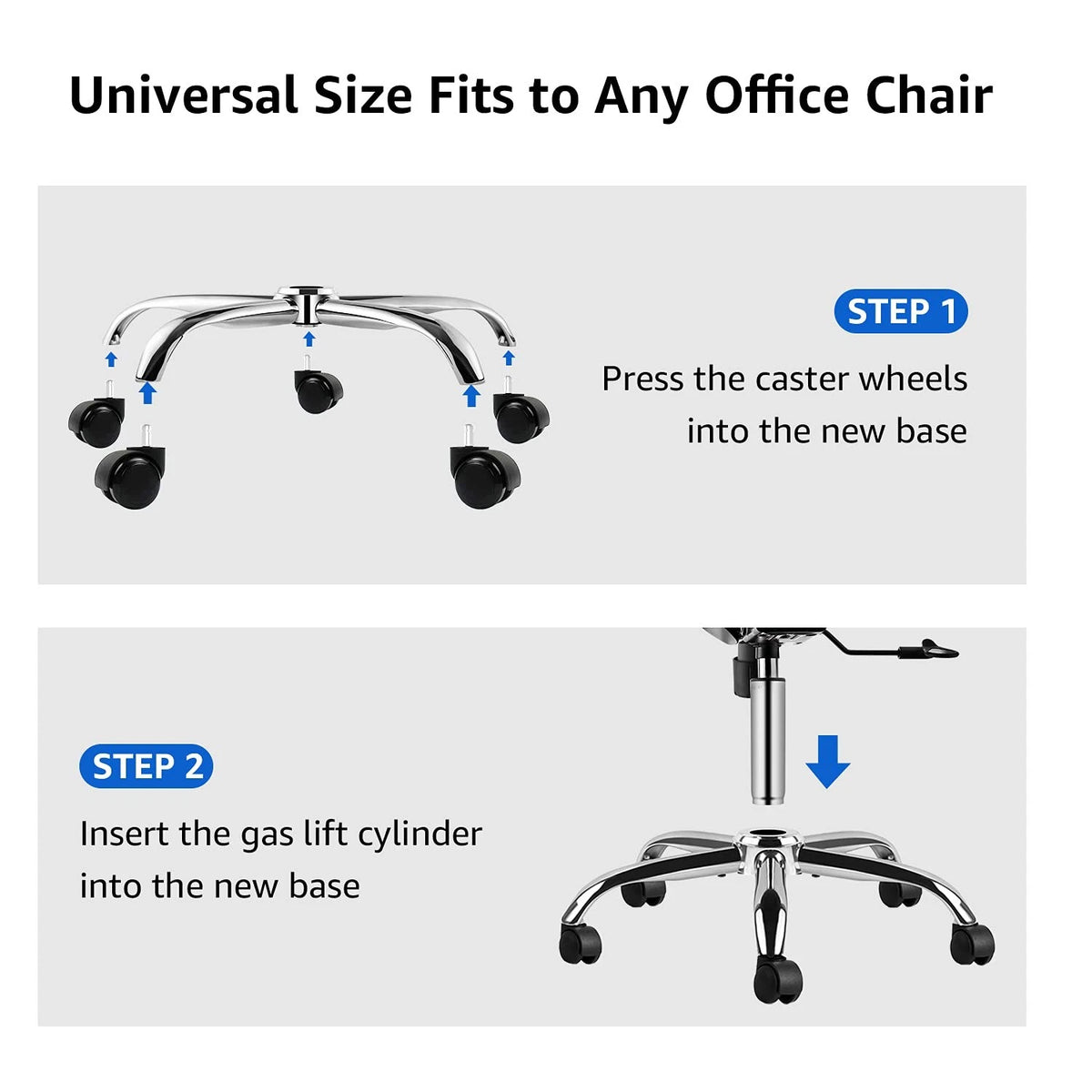 Mastery Mart Office Chair Base Replacement, 28 Inch Heavy 70 cm, Silver