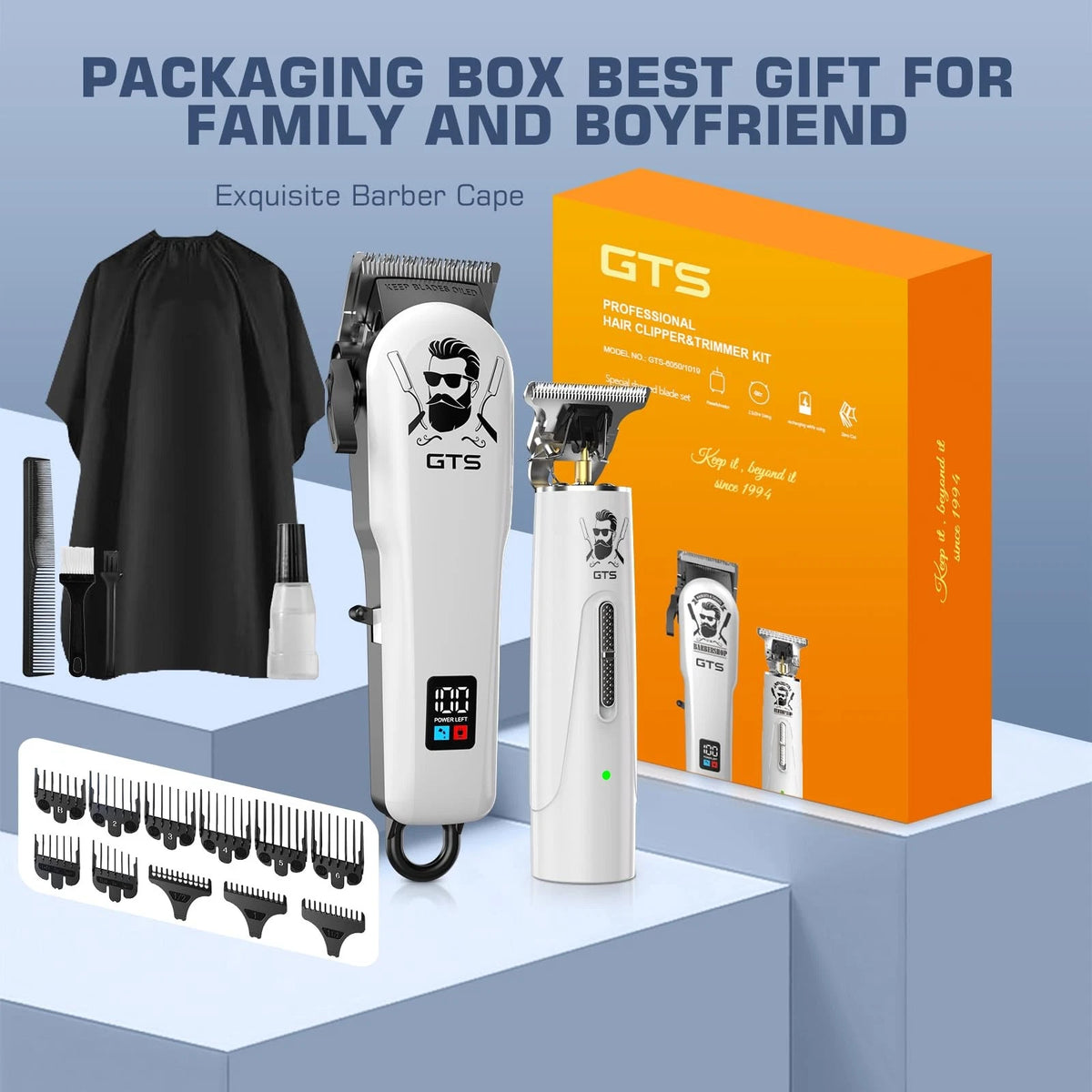 GTSPro Hair Clippers for Men, and Trimmers Set, Barber Human-white
