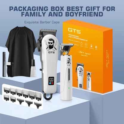 GTSPro Hair Clippers for Men, and Trimmers Set, Barber Human-white