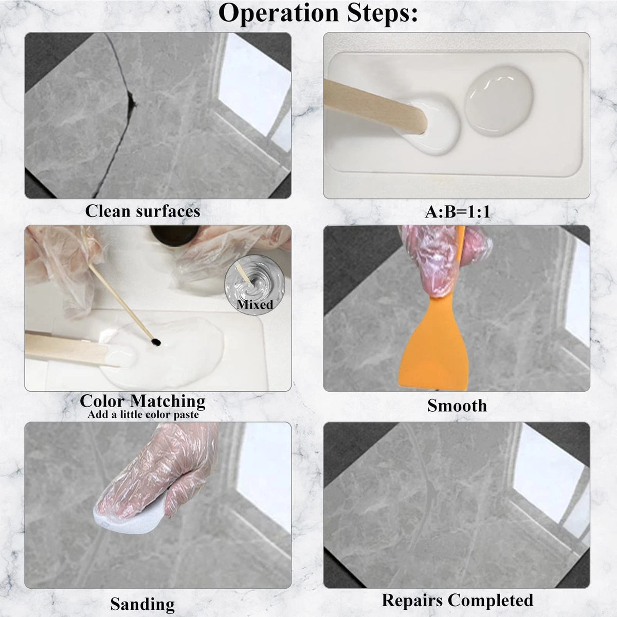 Tub, Tile and Shower Repair Kit (Color Match), Hupeyna SD633, More Color