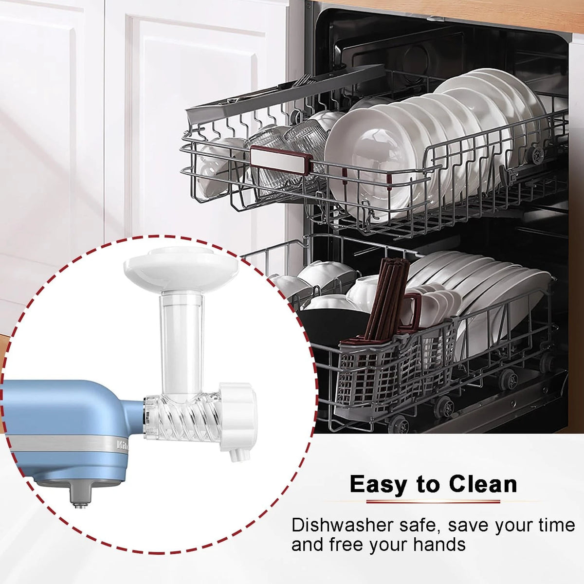 Ice Cream Maker Attachment for Frozen Fruit Soft Maker, White
