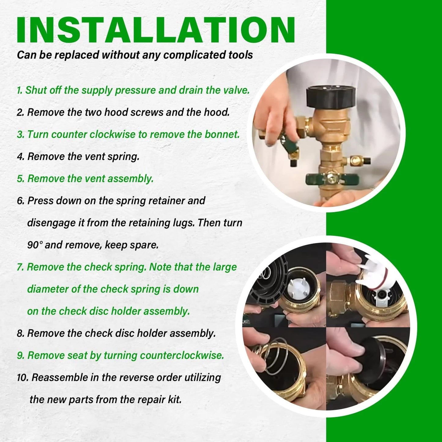 usvehj 0887728 Repair Kit Replace for Watts 1-Inch 0887728, Black; White