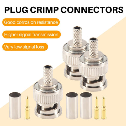 Nickel Plated BNC Male Crimp 10 Units 50 Ohm RG58 Test Leads Cables w/ Lug