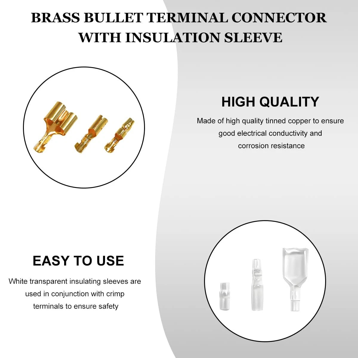 YTFRL 320PCS Double Bullet Wire Connectors, 3.9mm 3.5mm Golden+Transparent