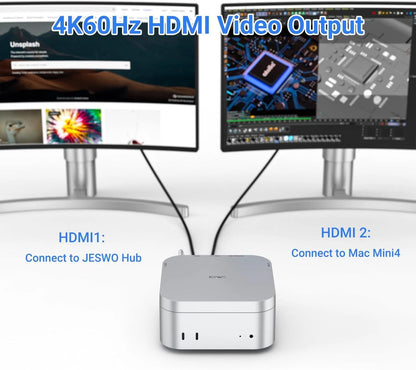 Mac mini M4 Dock Hub, Compatible with and Pro 2024, Silver