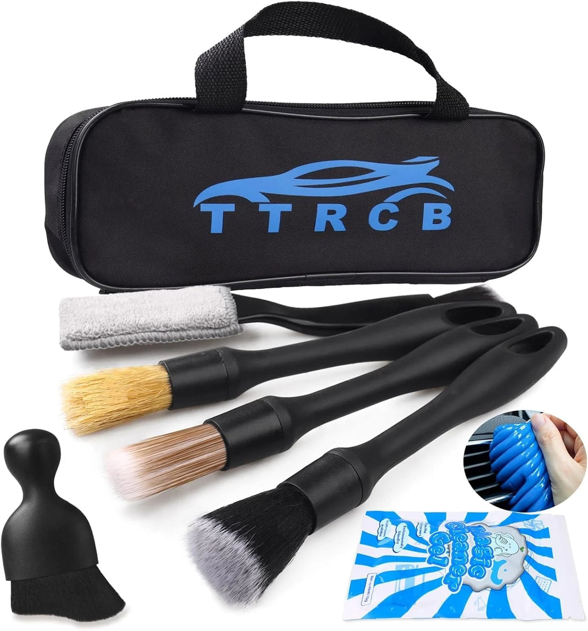 7PCS Car Detailing Brush Set, Ultra Soft Interior Kit, Black