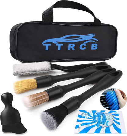 7PCS Car Detailing Brush Set, Ultra Soft Interior Kit, Black