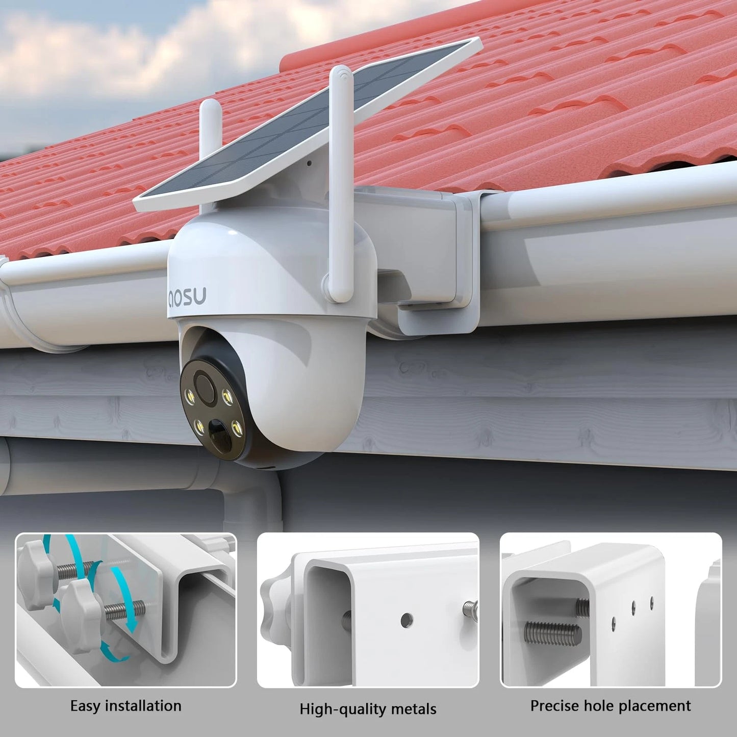 OkeMeeo Metal Gutter Mount for AOSU Security Camera Wireless Outdoor...