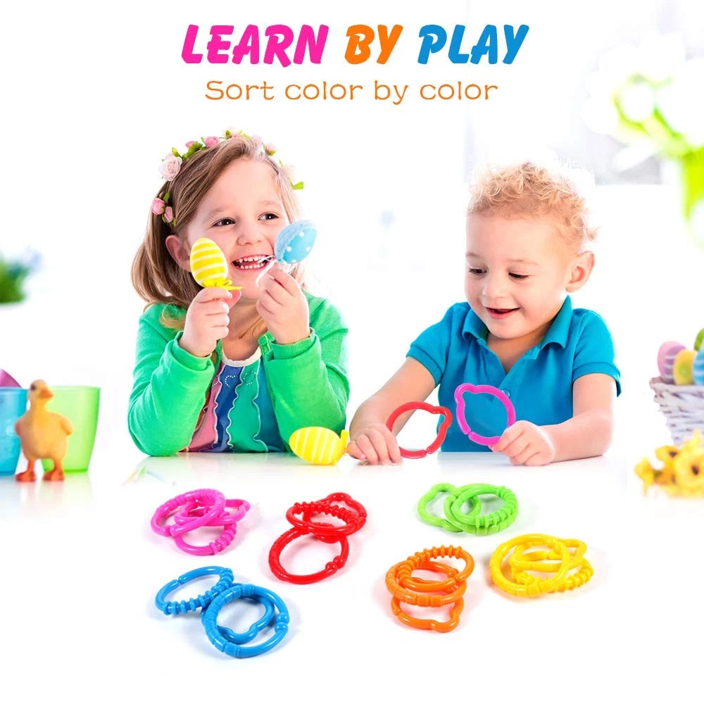 HAHA Baby Link-to-Go Connecting Rings Toy Hanging Stroller Medium, Multicolor