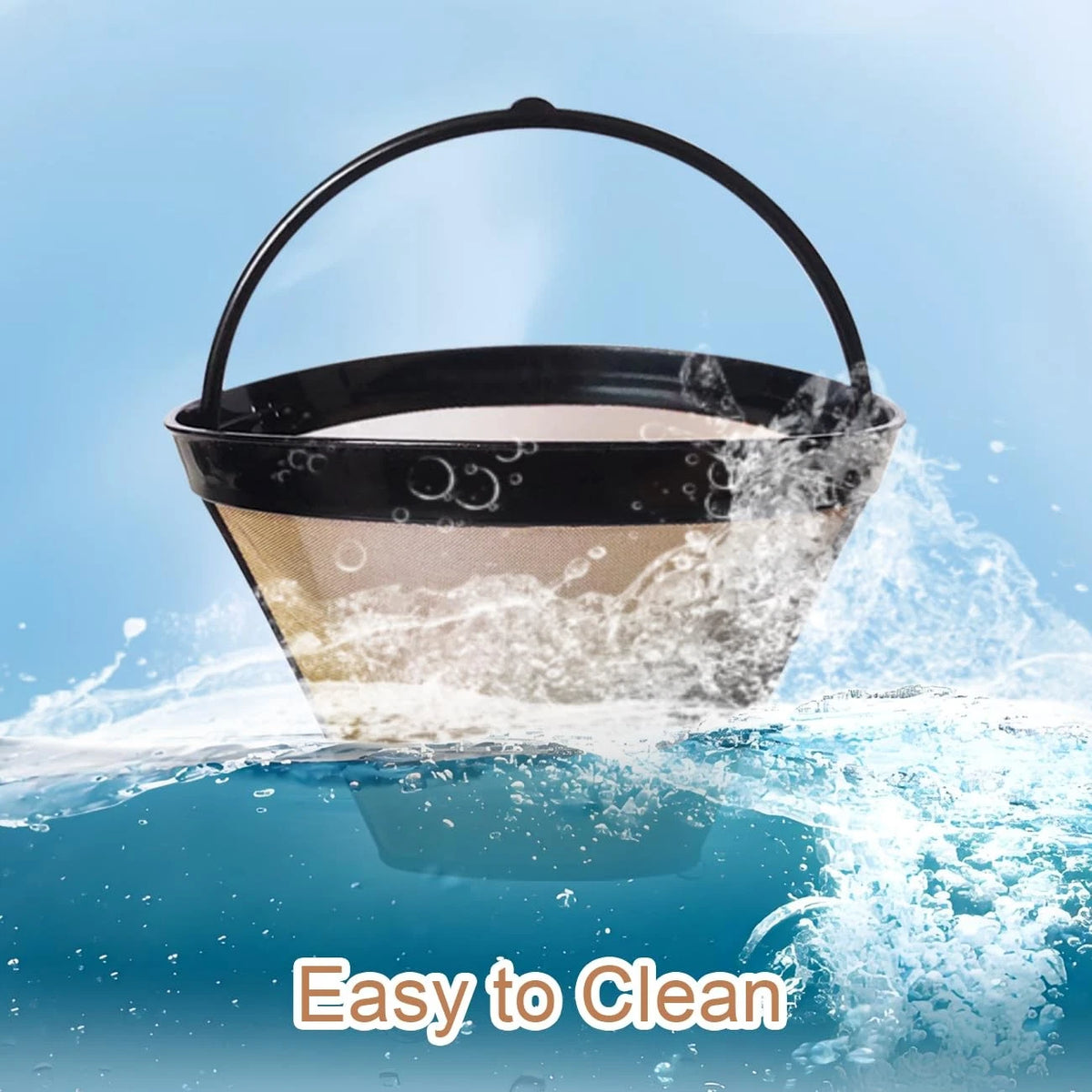 Ainreond 2Pcs Reusable Coffee Filter Basket, No.4 Cone one size, Black