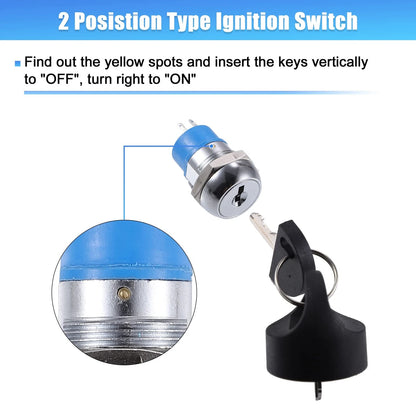 X AUTOHAUX 1 Set Ignition Starter On Off Switch 0.26", Black Silver Tone Blue
