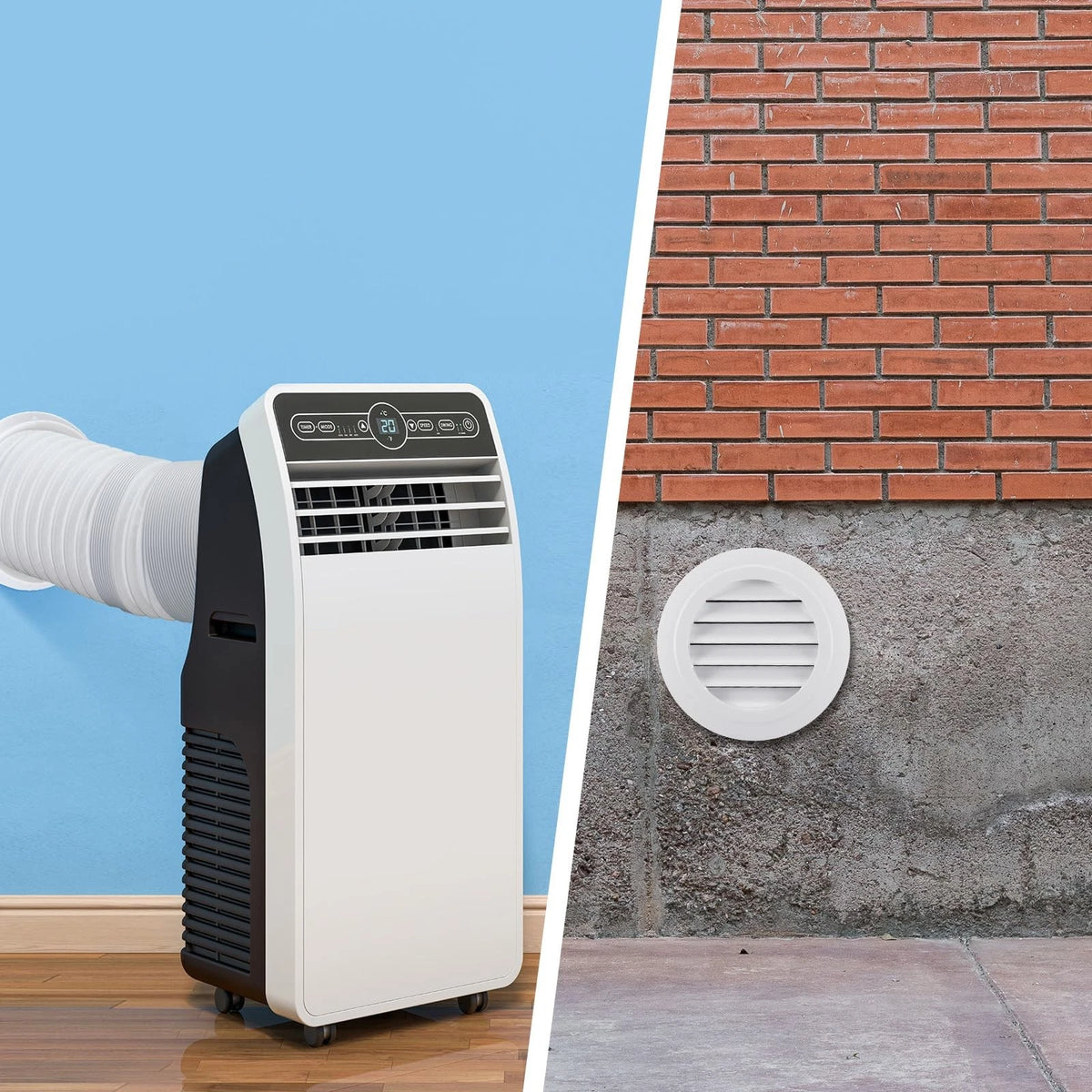 Maasechs Portable Ac Wall Mount Vent Kit 5 In&5.5 in Tubes 59 Inches, White