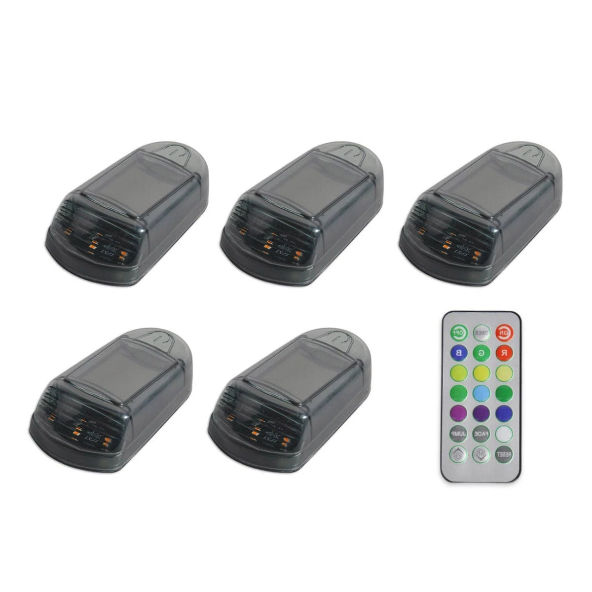 Wireless 5pcs LED Solar Cab Roof Lights With Remote For Trucks Amber Color