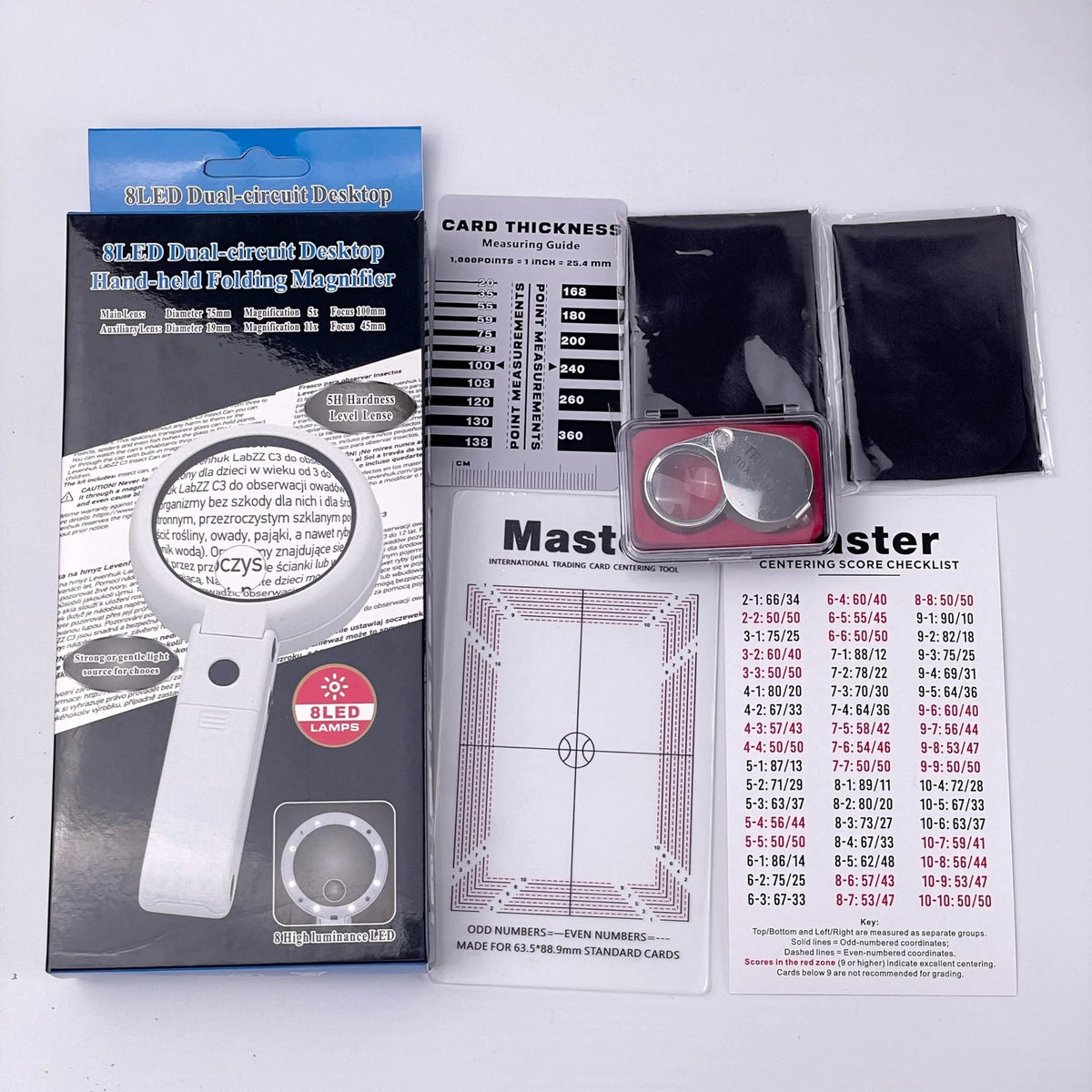 2025 Sports Cards Grading Kit - PSA/BGS Centering Tool with LED Magnifier,...