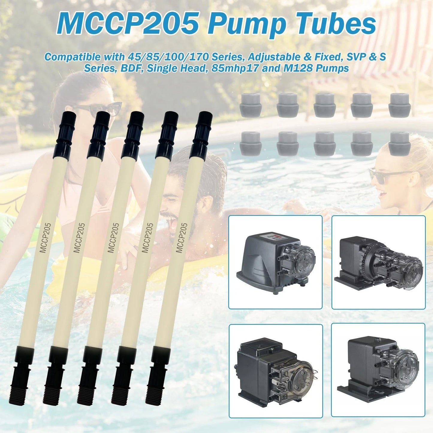 5 Sets of MCCP205 Pump Tube & 1/4" UCAK200 Ferrule Replacement for Stenner...