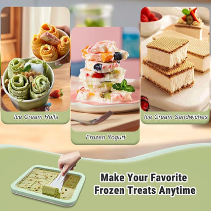Rolled Ice Cream Maker Tray SUS 304 At Home DIY Instant Green