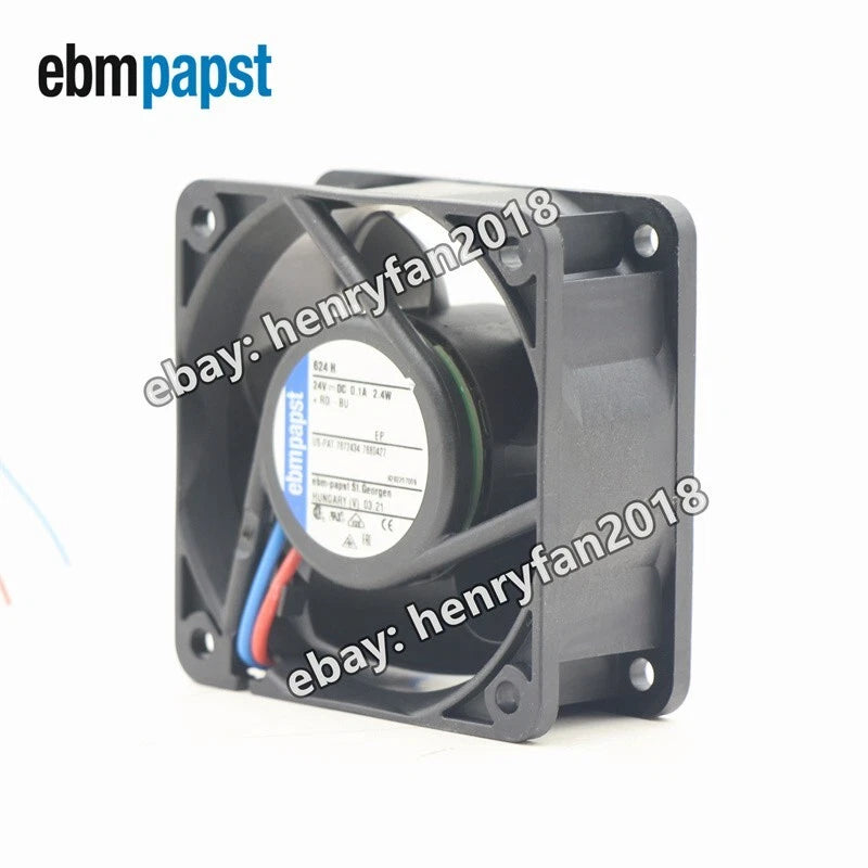 Ebmpapst 624H Axial Fan DC 24V 100mA 2.4W 60*60*25MM 2-wire 6850RPM Cooling Fan