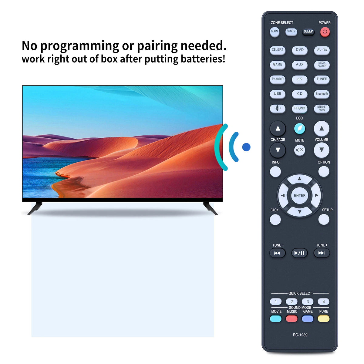 RC-1239 Remote Control For Denon AV Receiver AVR-X2700H AVR-S960H AVR-X3700H