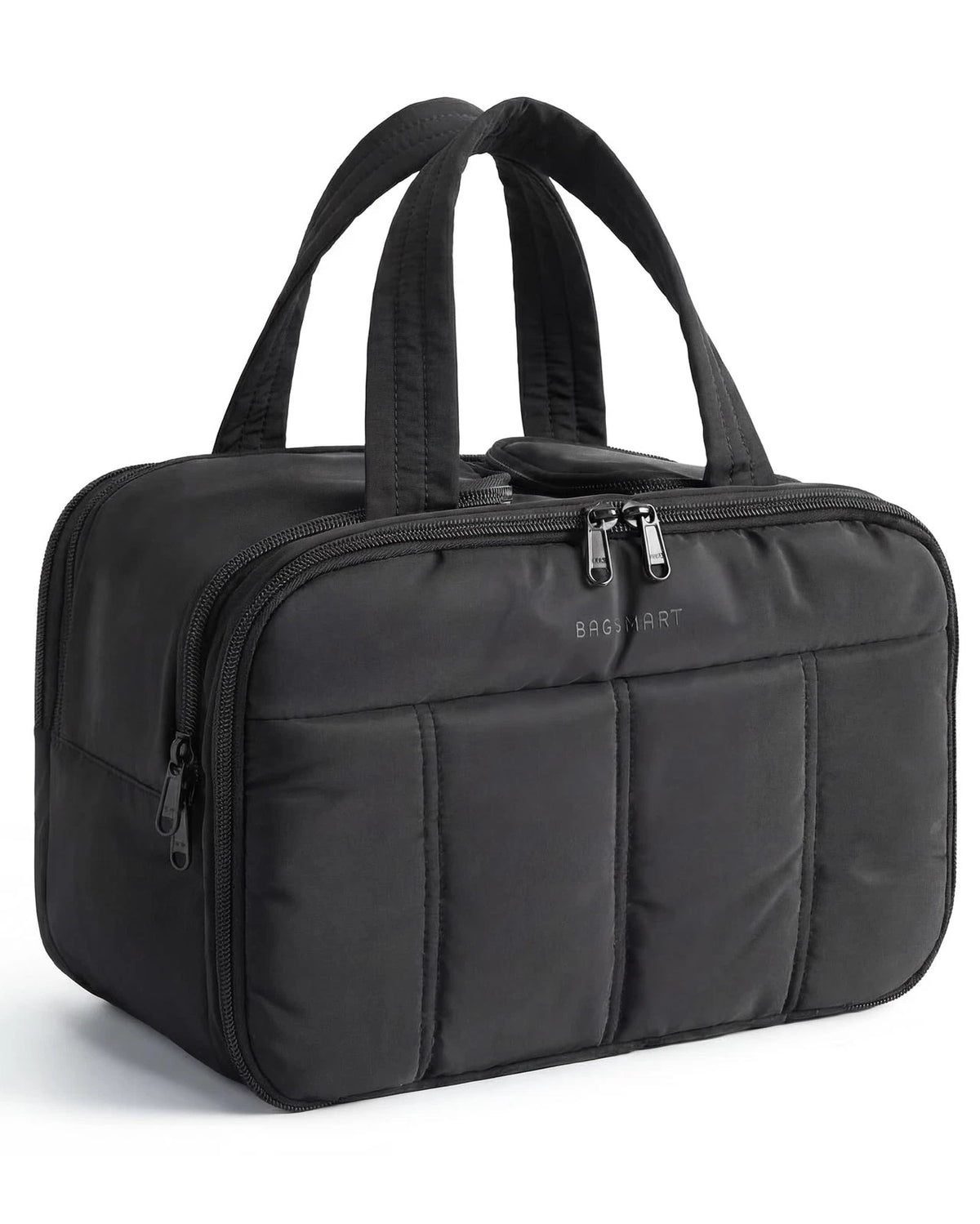 BAGSMART Travel Toiletry Bag, Puffy Large Bag for Large, B-Black