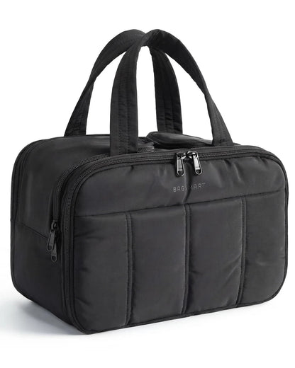 BAGSMART Travel Toiletry Bag, Puffy Large Bag for Large, B-Black