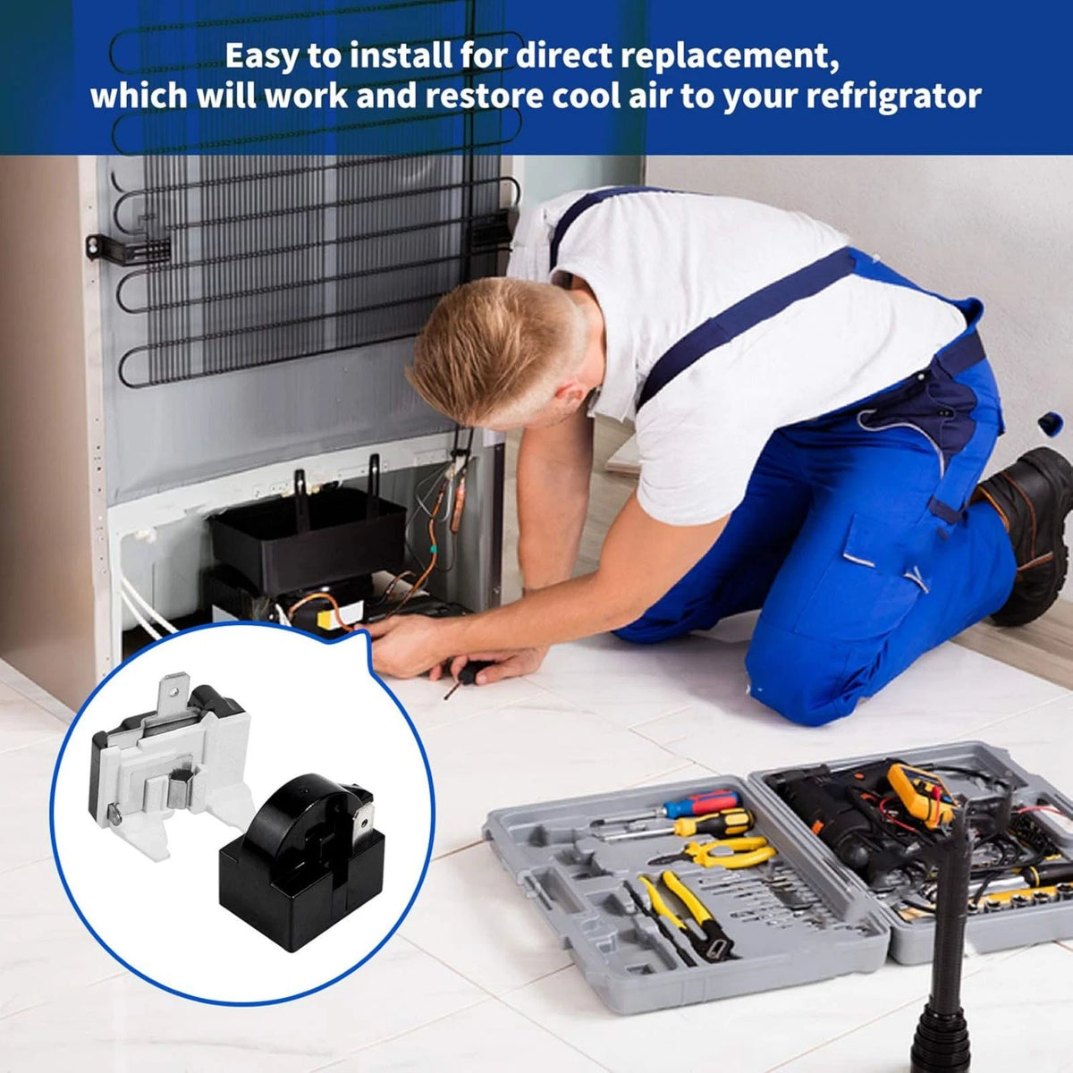 Starter Relay And Overload Protector 1 Pin 4.7 Ohm For Refrigerator Deep Freezer