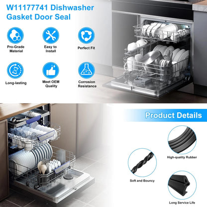 UPGRADED W11177741 Dishwasher Gasket Door Seal Compatible with Whirlpool...