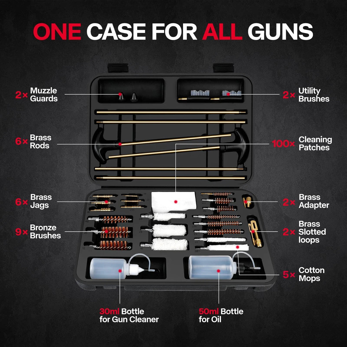 Laziiey Universal Gun Cleaning Kit, Rifle Set with Large, Black