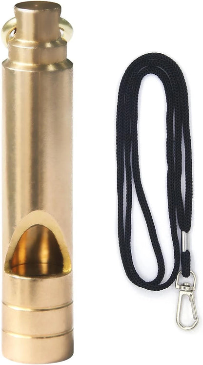 Brass Survival Whistle, 125 dB Loud Emergency Whistle with 1 Pack, Yellow