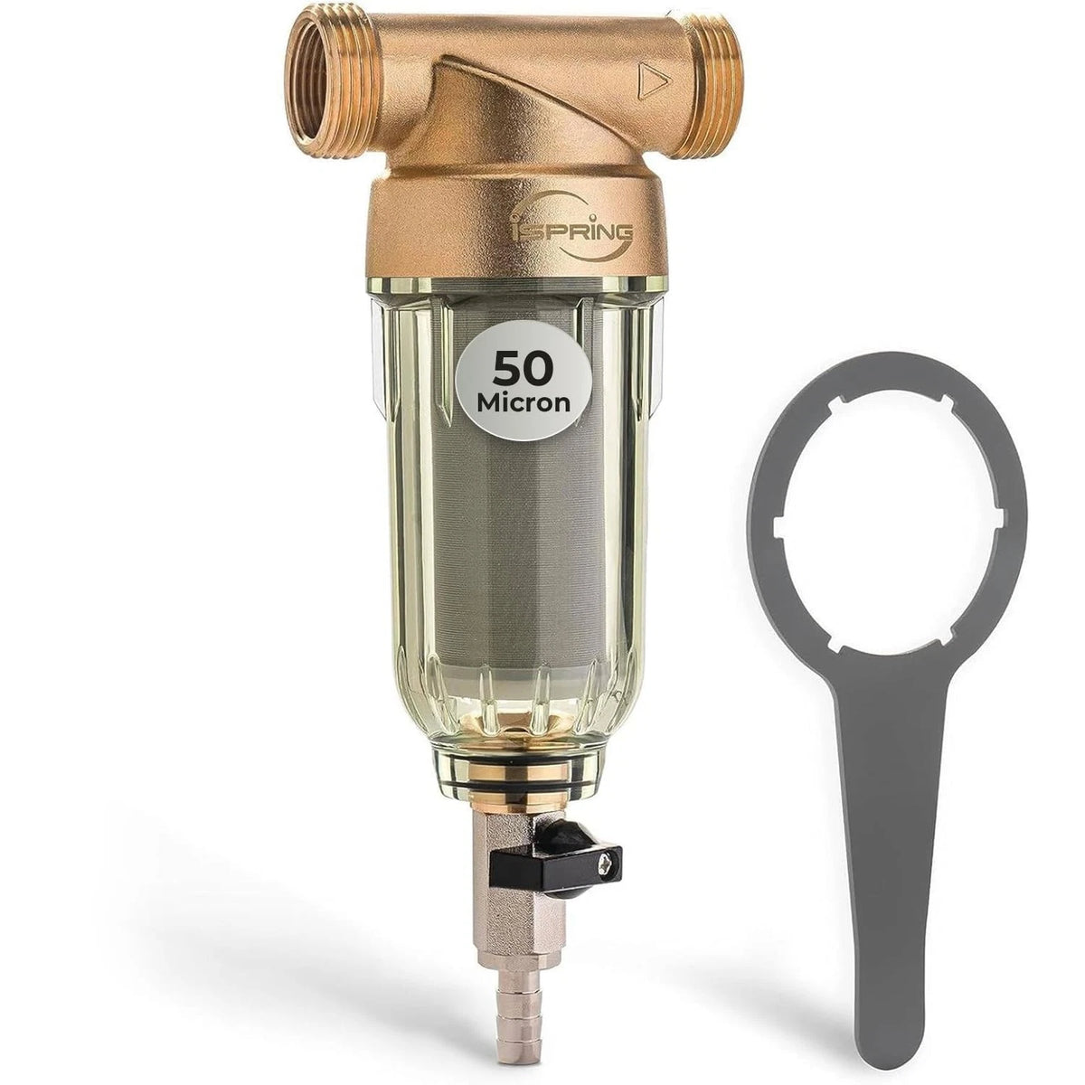 iSpring WSP-50 Spin Down Sediment Filter, Whole 50 Microns, Grey - 50 Micron