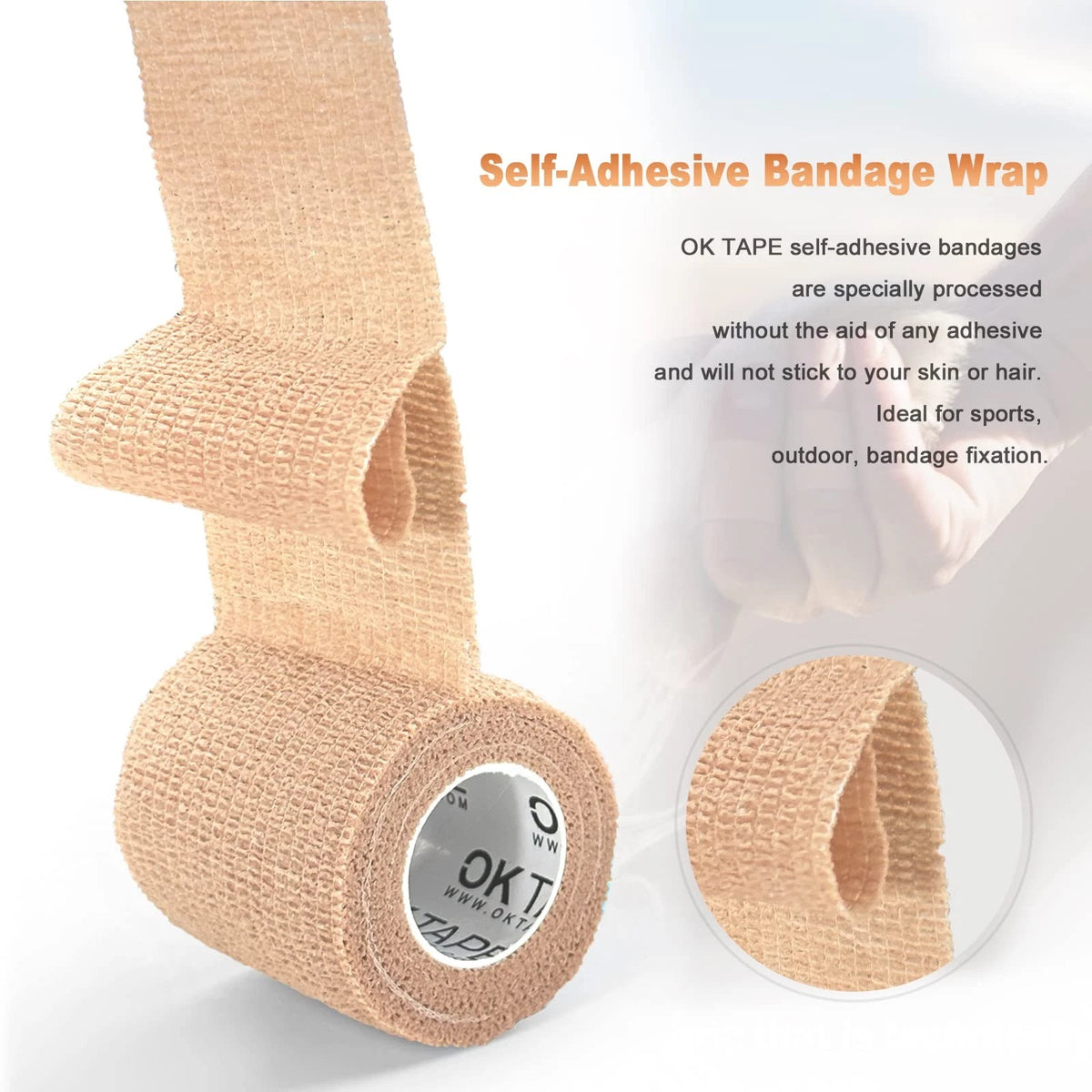 OK TAPE Self Adherent Cohesive Bandages Wrap 2 In x 5 Yards, Mix Color 01