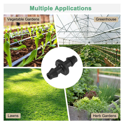 M METERXITY 25-Pack Drip Irrigation Barbed Fittings, for 1/4 Inch Black