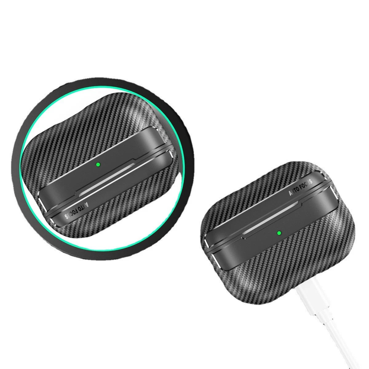 Shockproof Carbon Fiber Pattern Keychain Case Cover For Apple Airpods Pro 2nd